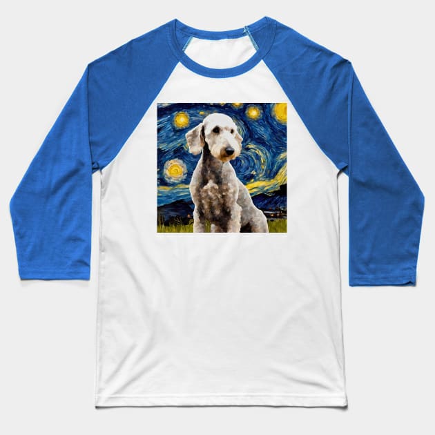 Bedlington Terrier Night Baseball T-Shirt by Doodle and Things